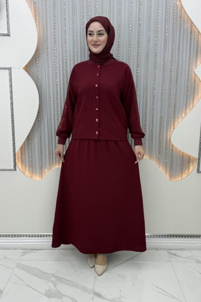 Elara Etekli Takım Bordo