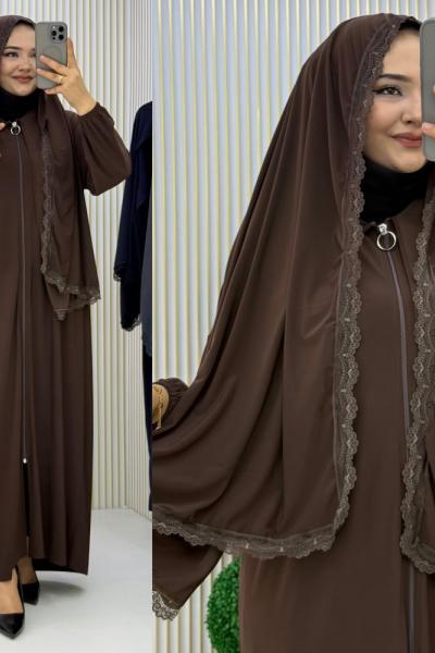 3672 Aksa Namaz Elbisesi KAHVE